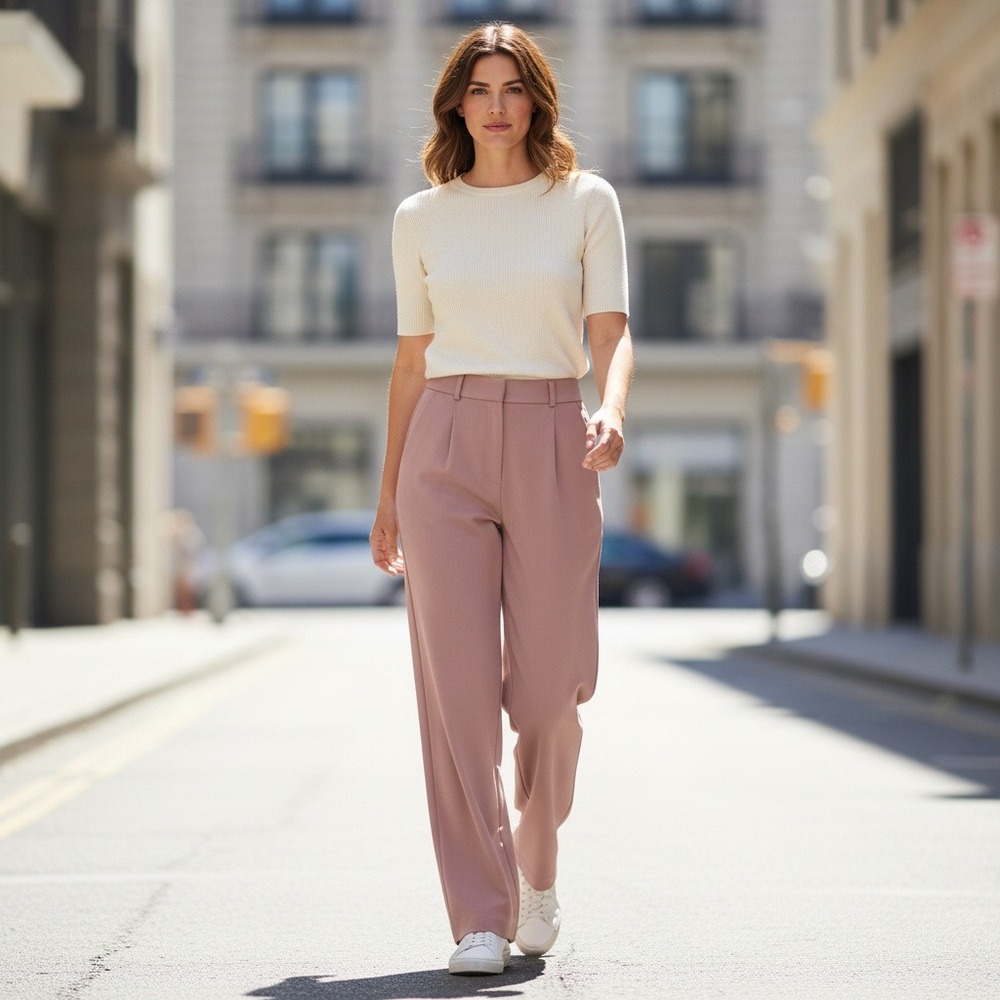 LITA by Ciara Pants Womens 10 Lotus Pink Straight Leg Dress Trouser Italy Work